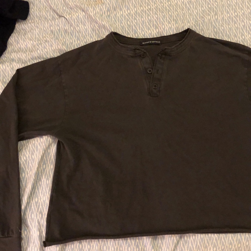 Dark grey Cutoff long sleeve tee brandy Melville